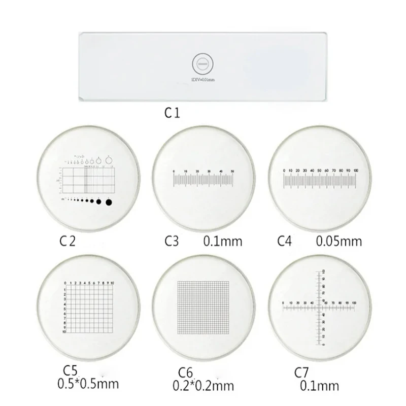 0.01mm 0.5mm 0.1mm Objective Grid Cross Microscope Eyepiece Micrometer Stage Calibration Micrometer for Objective Microscopio