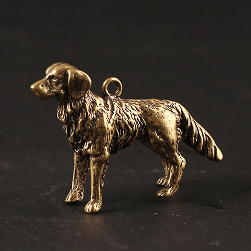 Solid Brass Dog Keychain Pendant Creative Jewelry Mini Copper Ornament Cuddly Poodle Greyhound Key Chain Accessories Small Toy