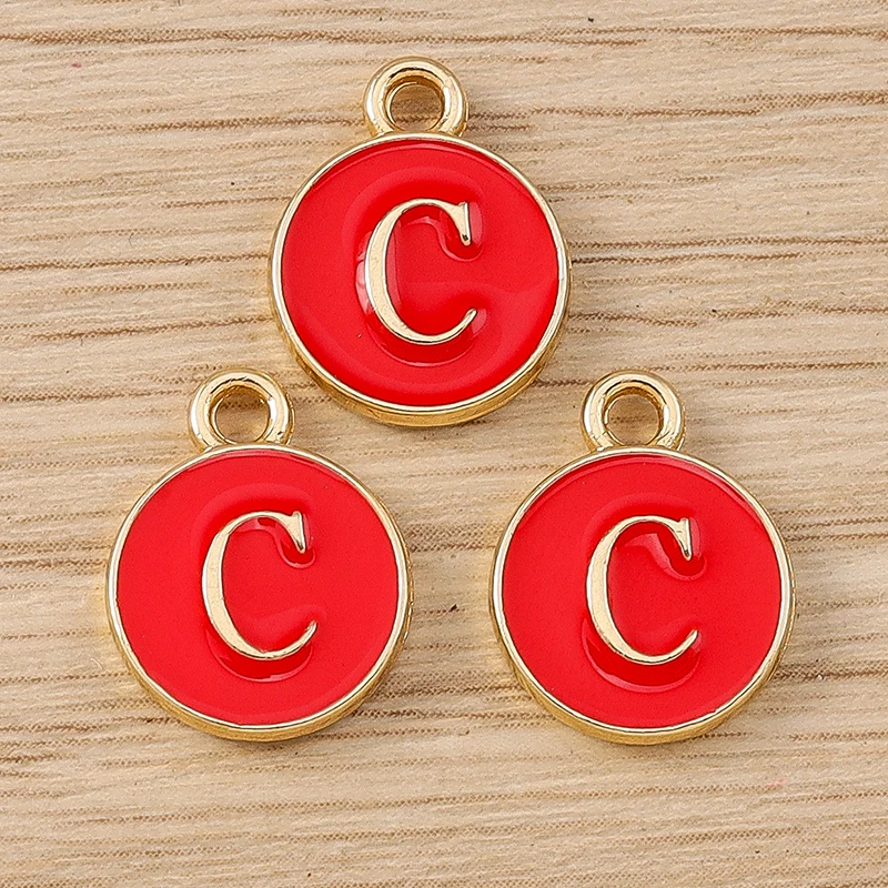 10 Stück 11x14mm Niedliche Emaille-Buchstabenanhänger A-Z für Schmuckherstellung, Ohrringe, Anhänger, Halsketten, DIY-Bastelbedarf – Detail 5