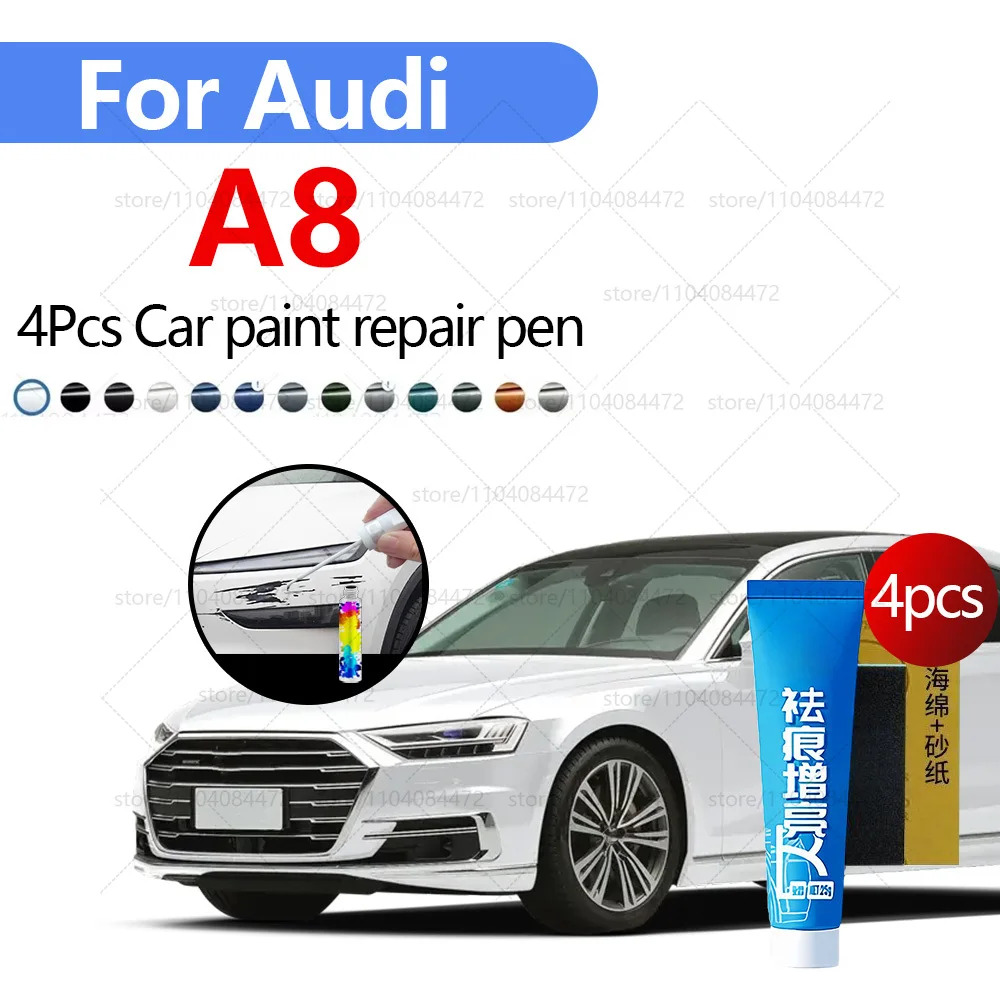 

Car Paint Repair Pen For 1944-2023 AUDI A8 Paint Scratch Repair Accessories 4PCS Gray LZ7S Blue LX5B White LS9R Black LY9U Blue