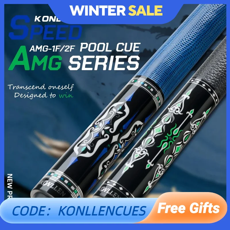 KONLLEN Carbon Fiber Pool Cue Stick, 12.5mm Tip, 3*8 Joint Pin, Professional Taper, Low Deflection Billard