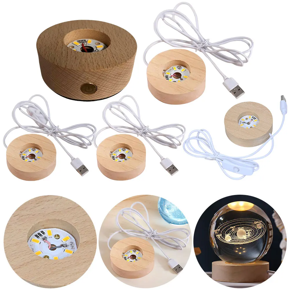 Base per luce in cristallo Supporto per lampada in resina Espositore Base per display illuminata in legno per arte in resina di cristallo