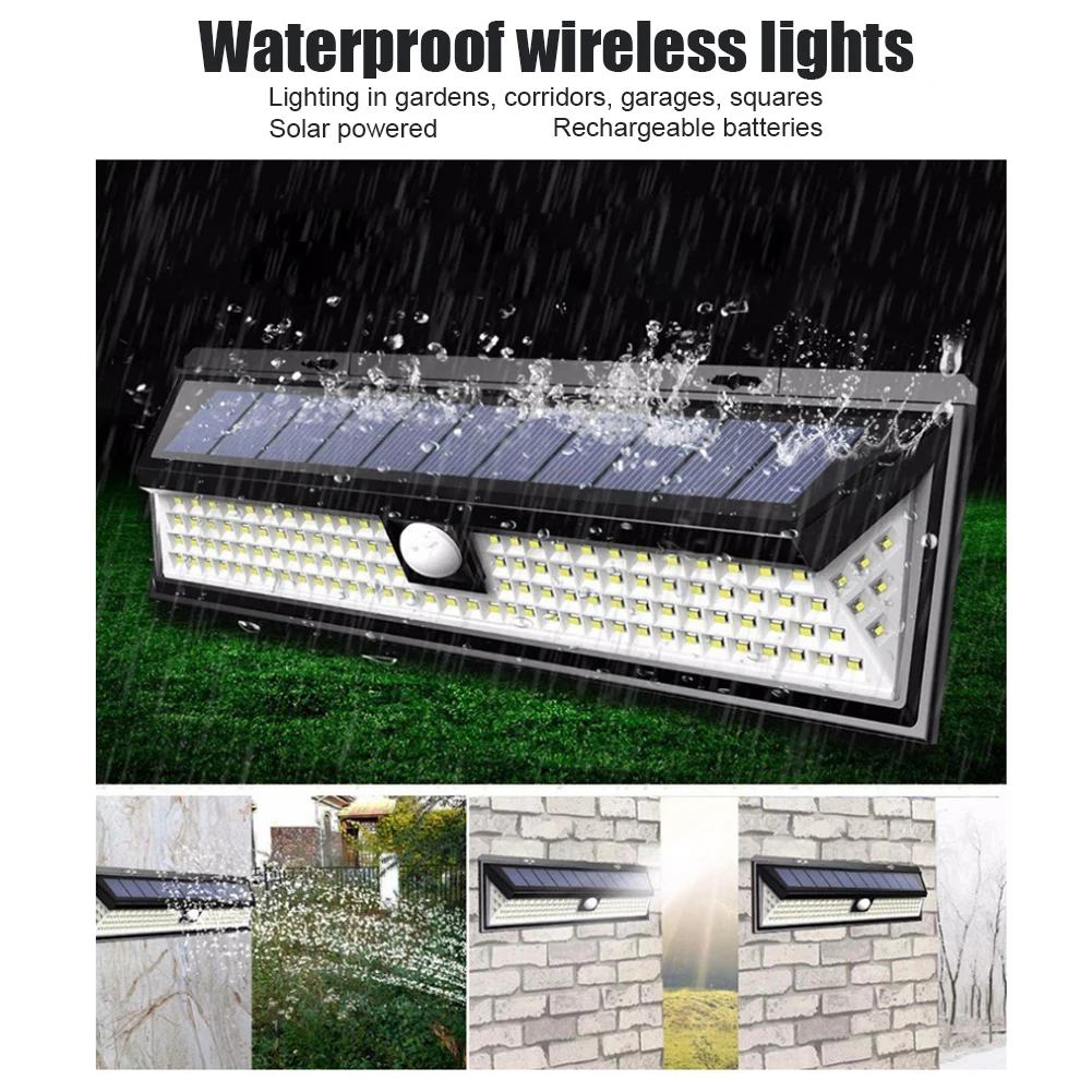 Solar Wall Light 3 Lighting Modes Motion Sensor Solar Powered LED Garden Security Light Outdoor Lighting