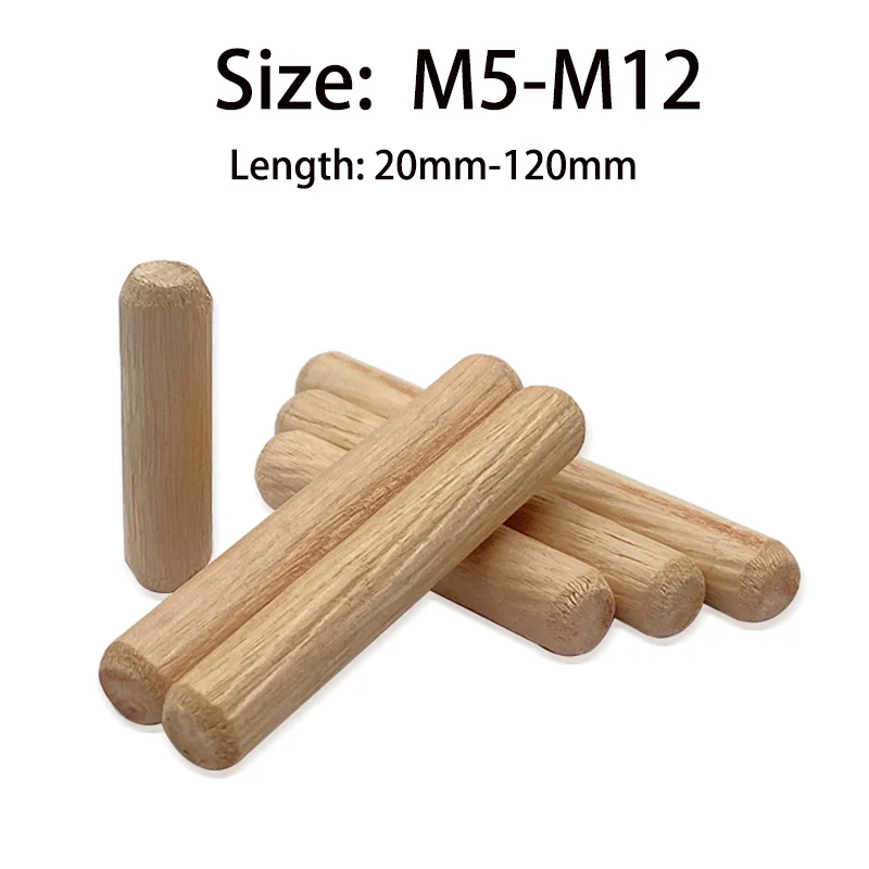 M5-M12 Wooden Pegs Cabinet Drawer Pins Round Groove Dutch Wooden Sticks Household Connectors Furniture Wall Hole Placement