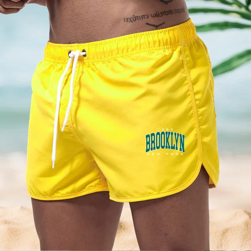 Men's Swim Shorts Quick Dry Breathable With Pockets Drawstring Bathing Suit Swim Trunks Board Shorts for Surfing Beach Summer