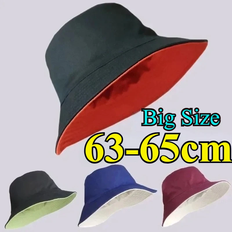 Men Enlarged Deepening Big Head XXL 65cm Bucket Hats Women Big Size Double-sided Fisherman Cap Summer Large Size Hip Hop Sun Hat