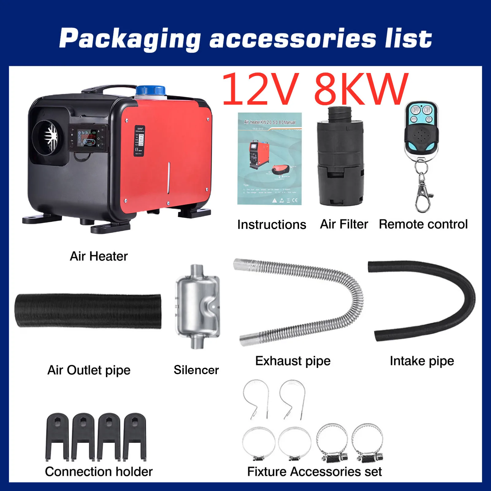 Riscaldatore ausiliario riscaldatore ad aria 12V 24V 2KW 5KW 8KW riscaldatore per auto per camion camper pulsante LCD riscaldamento a distanza