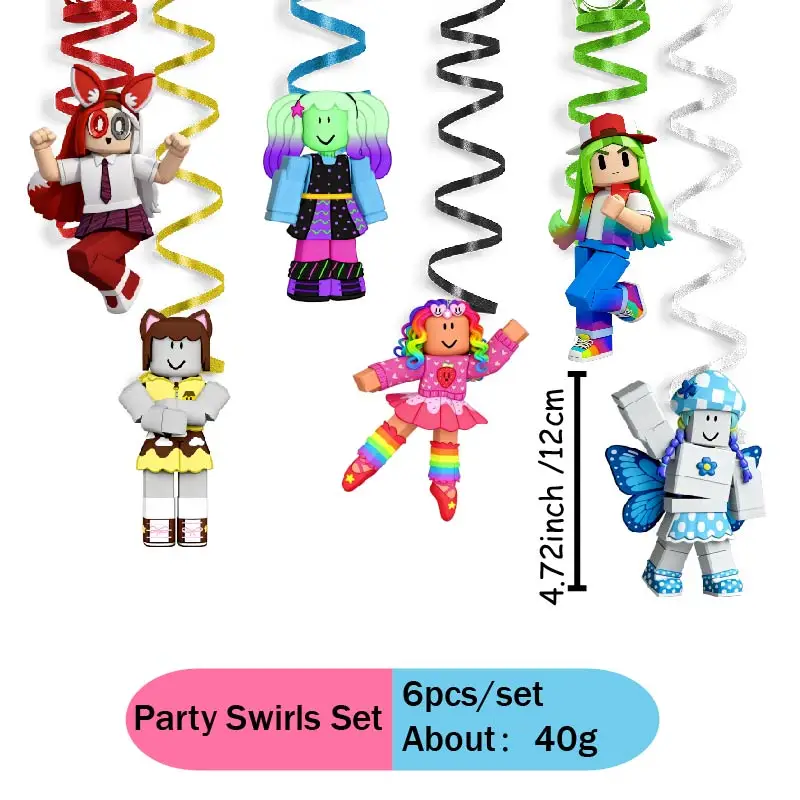Roblox Geburtstagsparty-Dekoration Cartoon Rosa Thema Einweg-Papierbecher Teller Hintergrund für Innen- und Außenpartys – Detail 10