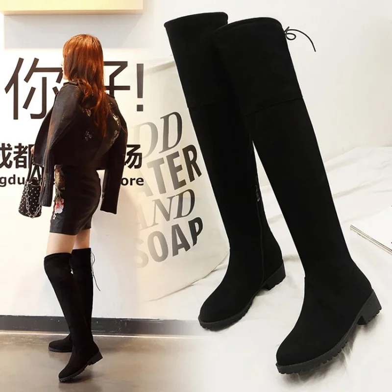 ASHIOFU Handmade New Style Ladies Over Knee Boots Large Size 34-46 Three Colors Party Prom Long Booties Evening Fashion Shoes