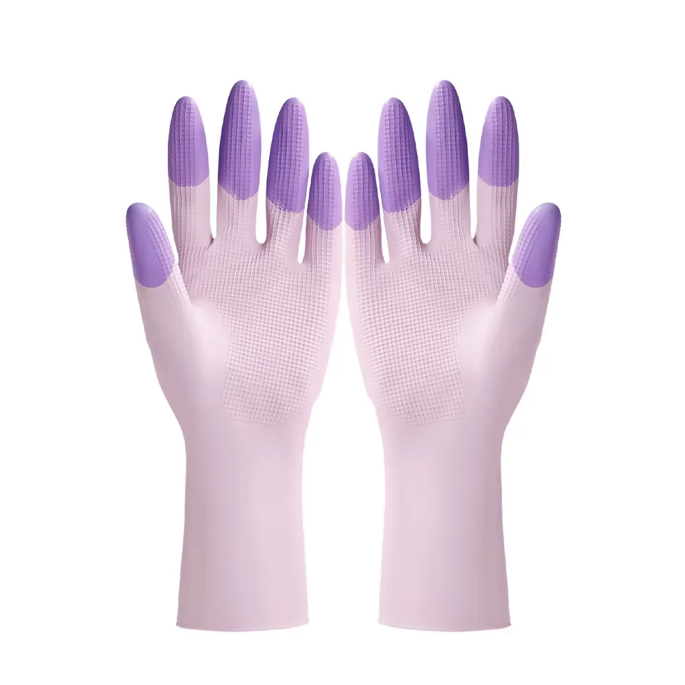 Silicone Dishwashing Cleaning Gloves Kitchen Supplies Anti Slip Convenient Long Dishwashing Gloves Reusable Durable Household