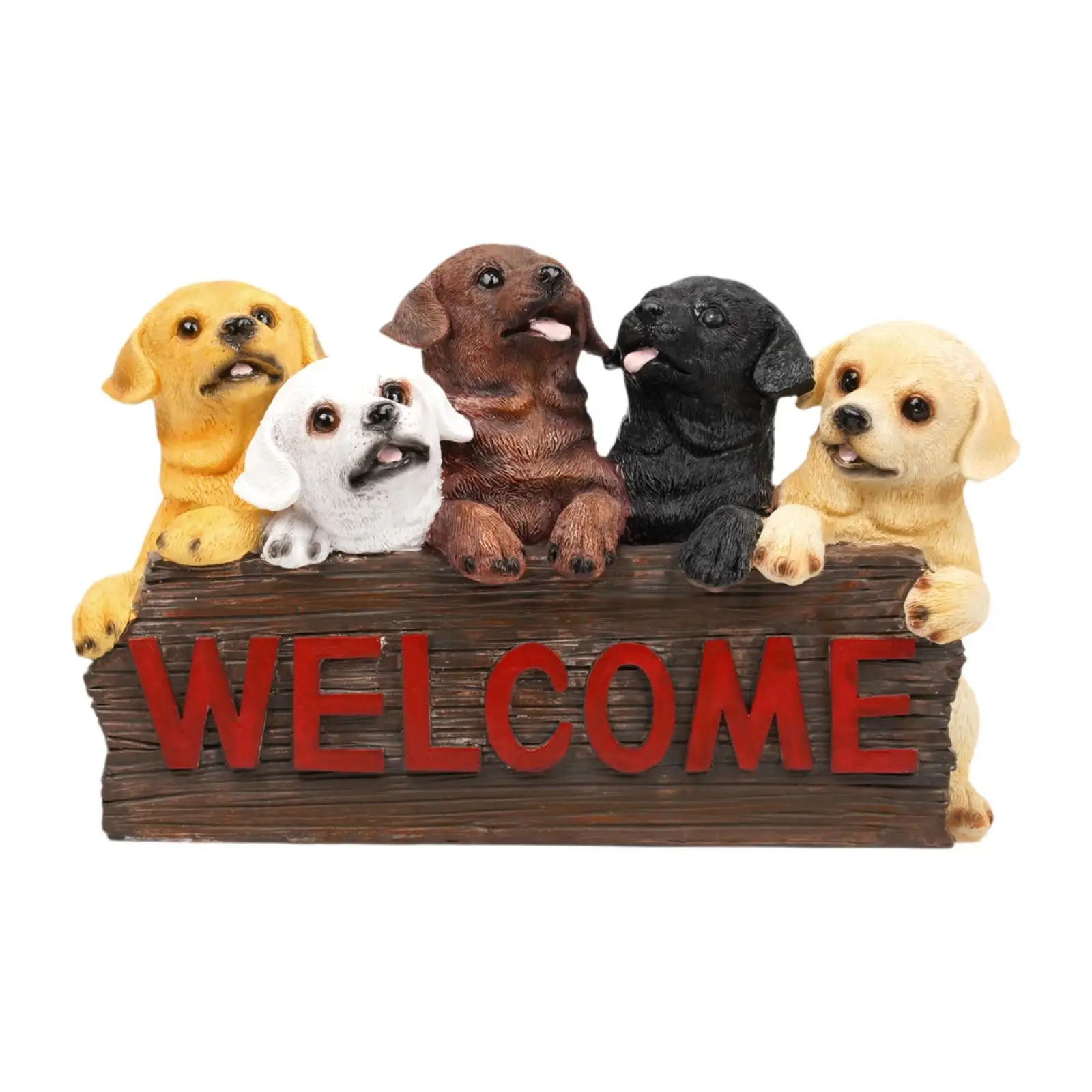 Puppy Welcome Plaque Statue Crafts Creative Collectible Outdoor Figurine Dog Welcome Sign for Lawn Balcony Outdoor Indoor Porch