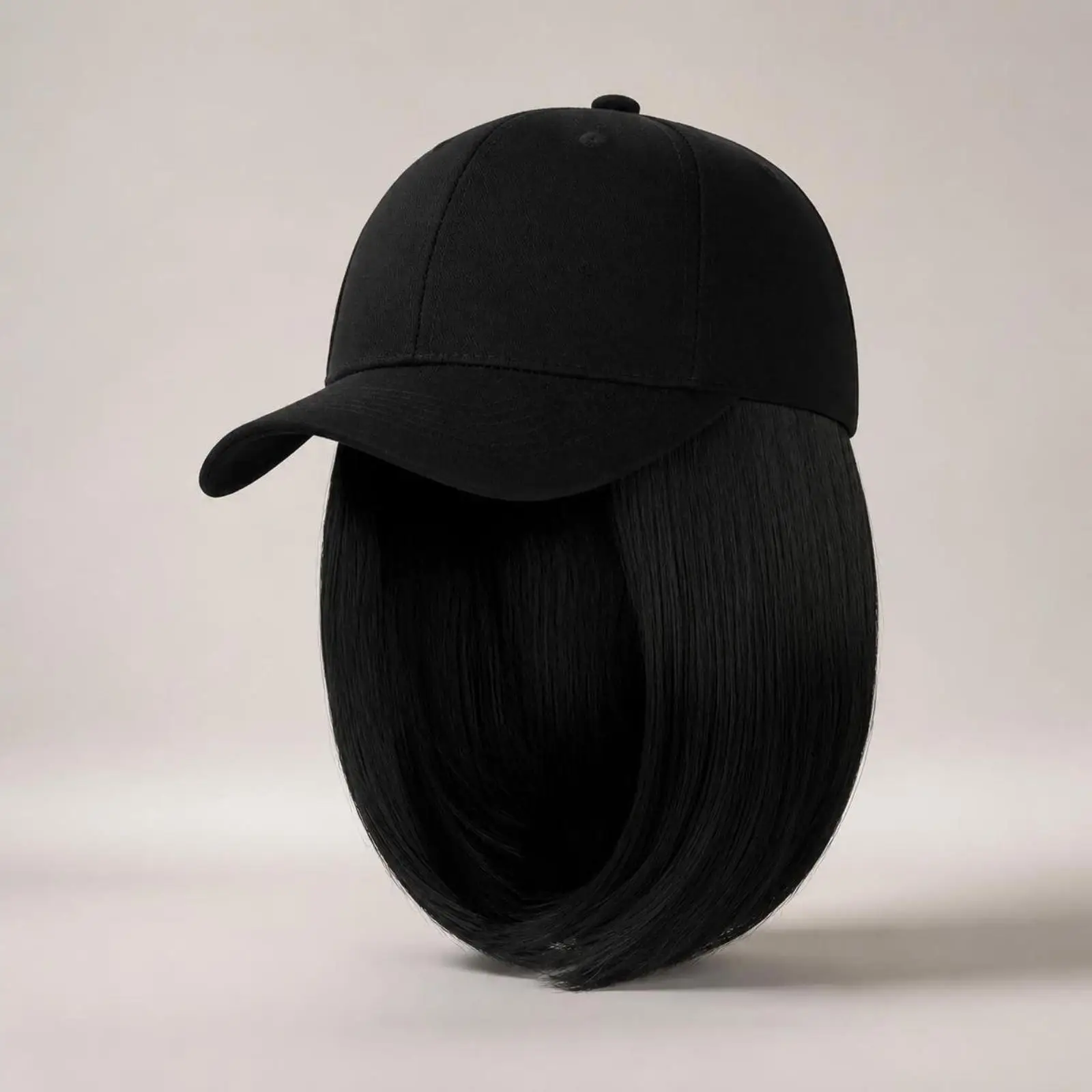 Women Baseball Cap with Hair Attached High Temperature Fiber Curved Brim Hat for Outdoor Sports Casual Wear and Full Coverage