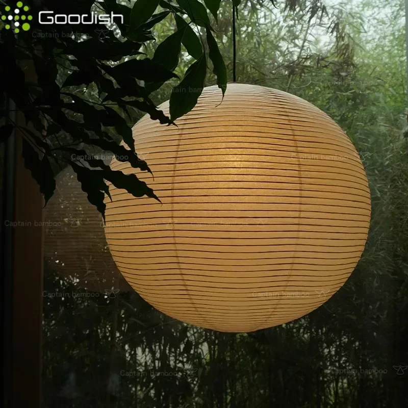 

Art Round Wabi Sabi Pendant Light Rice Paper Round Hanging Lamp for Living Dining Room Study Cafe Home Decoration LED Chandelier