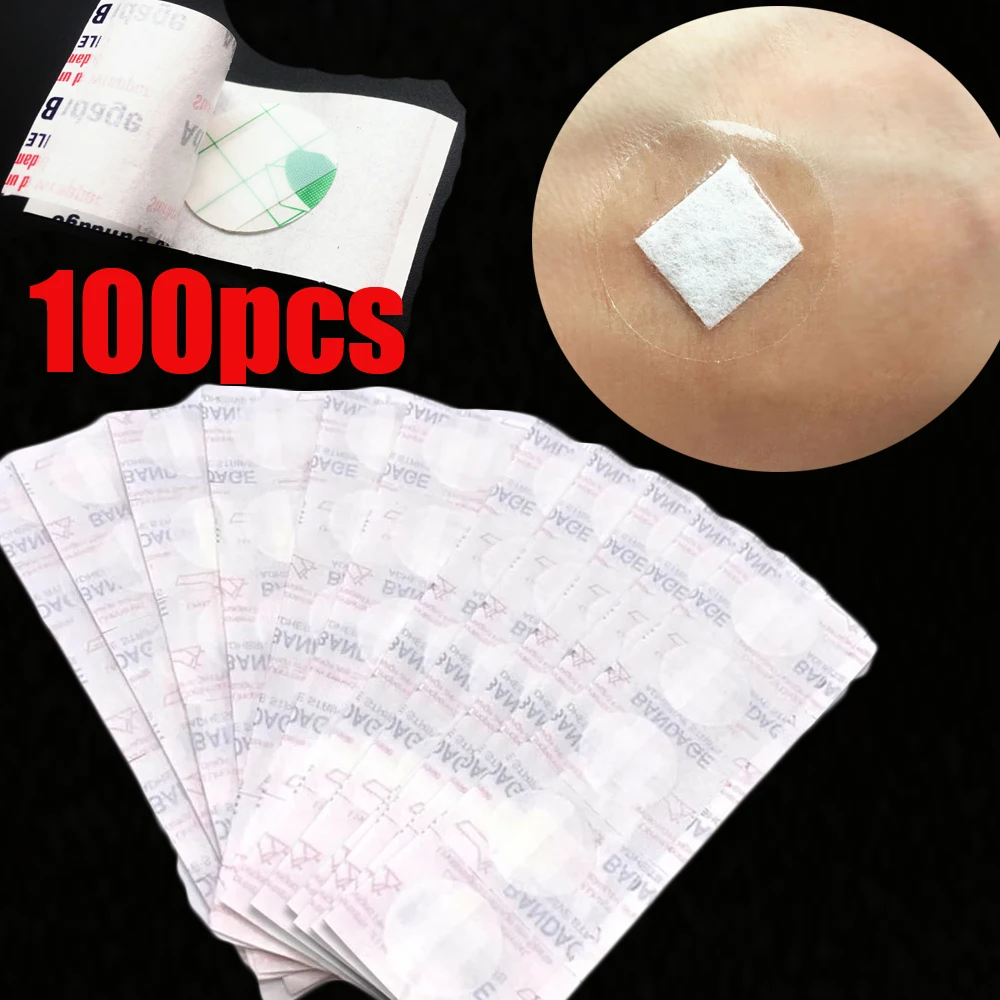 

100 шт., прозрачная стерильная лента для повязки на рану, водонепроницаемая клейкая повязка, первая фиксирующая лента для ран