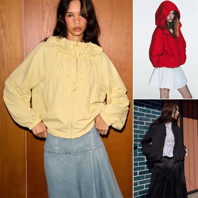 

Summer New Women's Long Sleeve Stand Collar Knot Decorated Nylon Jacket Commute Style Standard Fit Short Outerwear