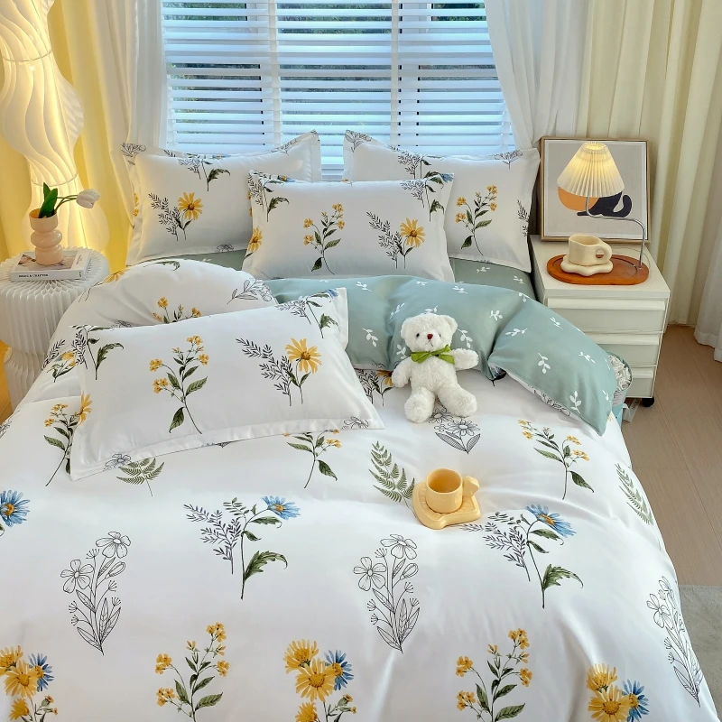 Four Season Brushed Plant High Weight Duvet Cover with Simple and Elegant Temperament, Rustic Style Bedding