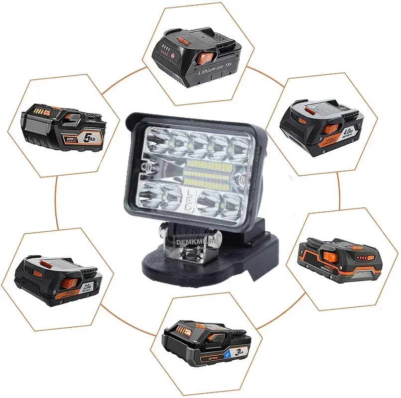 Imagem -04 - Luz de Trabalho Portátil Led para Ridgid Aeg 18v Bateria de Lítio 2800lm Acampamento ao ar Livre e Viagem Luz sem Bateria Novo