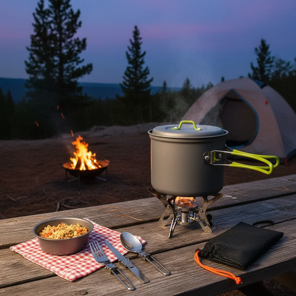 

Портативный набор походной посуды для 1-2 человек, легкий уличный котелок с приборами DS-101