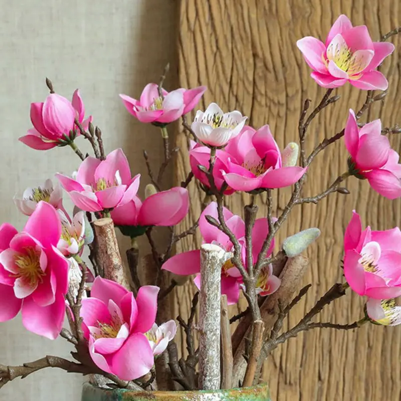 Multi head Magnolia Simulated Flower Indoor Living Room Decoration Decor Artificial Flower