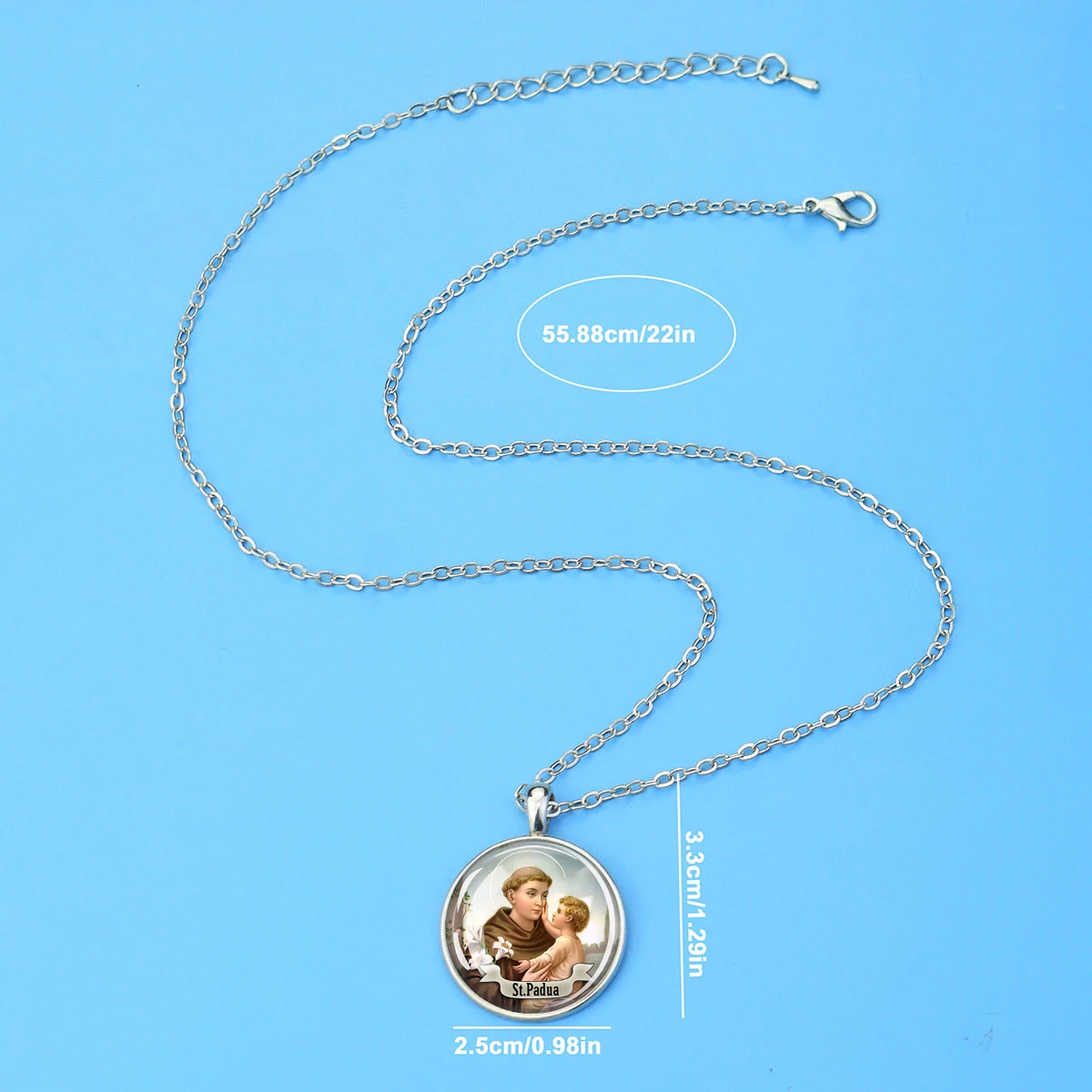 St Anthony of Padua Pendant Religious Saint Necklace Luminous Religious Jewerly Lucky Charm Grow In The Dark