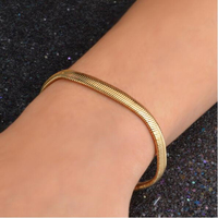 European and American plated 18K gold fashionable charm K gold snake bone chain jewelry 6M flat snake men's and women's bracelet