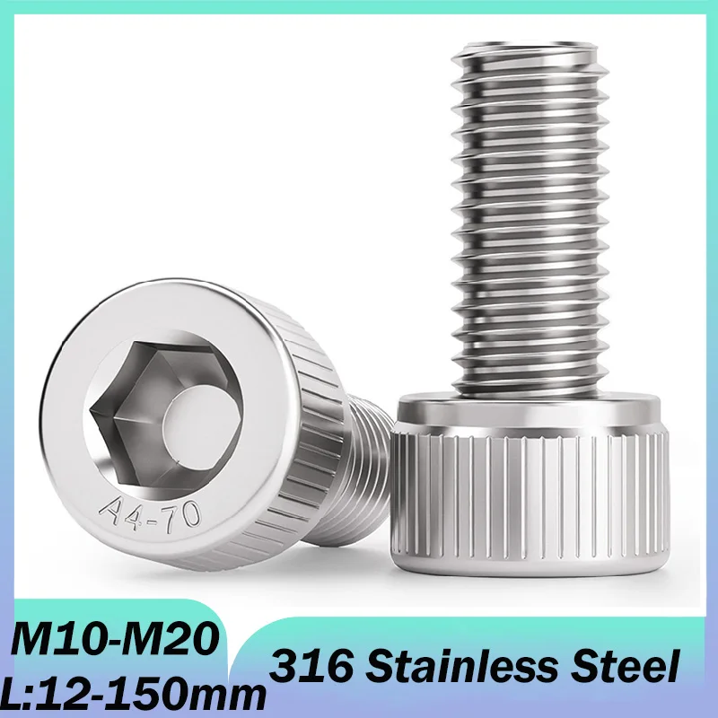 M10 M12 M14 M16 M20 316 Stainless Steel Hex Socket Cap Head Allen Bolt Hexagon Hex Socket Head Screw Length:12-150mm