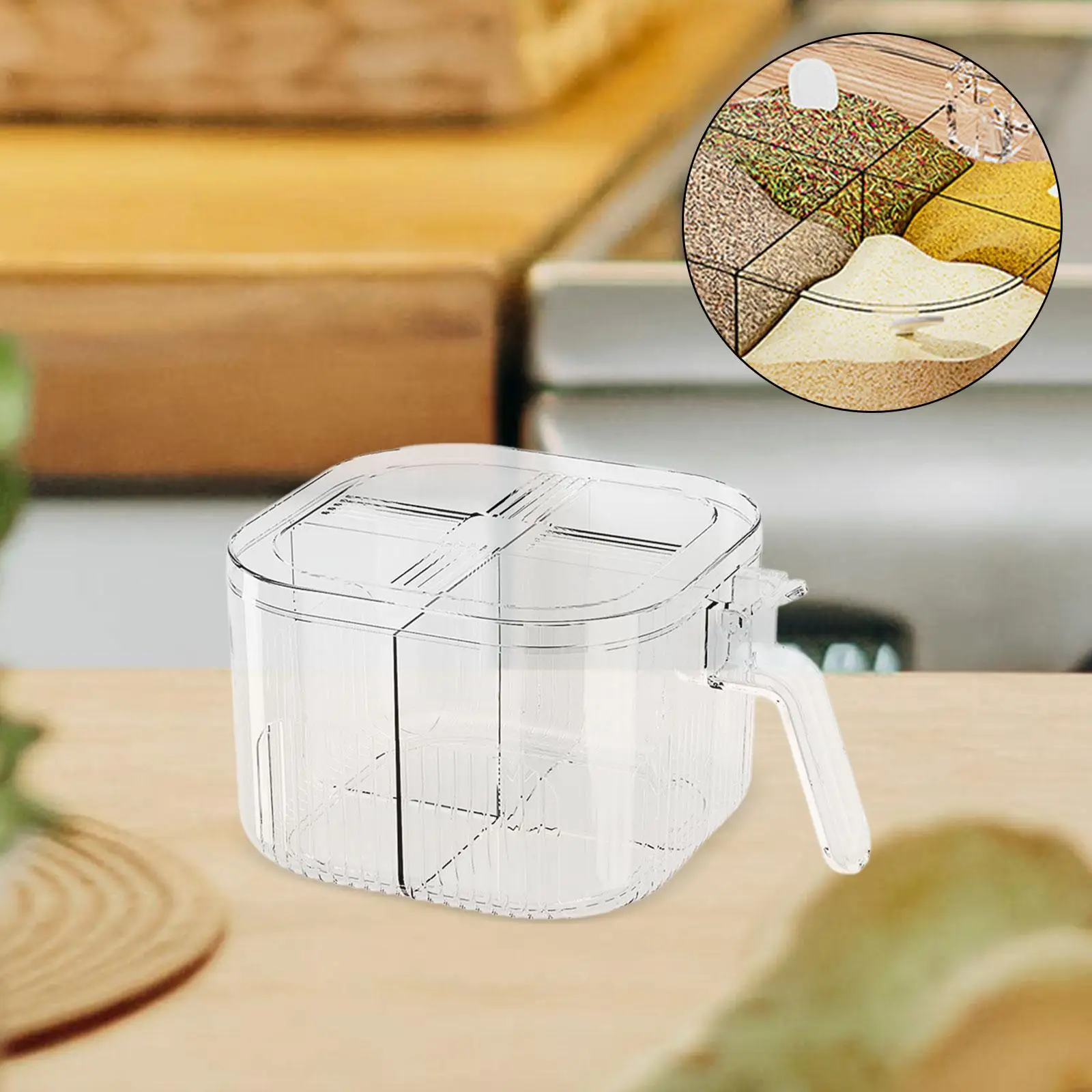 Seasoning Box with Lid Dustproof Transparent Condiment Pots Spice Jar with Handle for Dining Room Restaurant Cafes Household