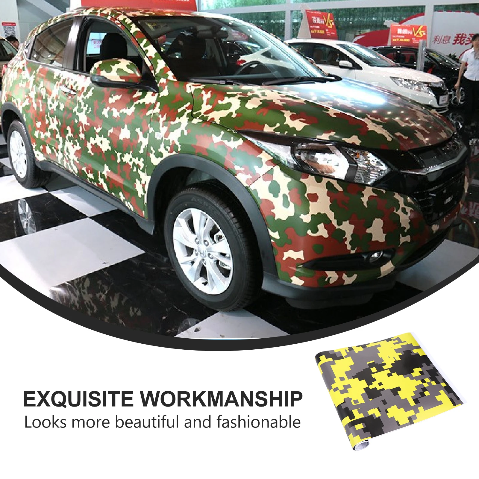 

152Cm Vinyl Wrap Interior Camouflage Pattern Scratch Resistant Dashboard Cover Motorcycle Decal Modification Sticker Scooter