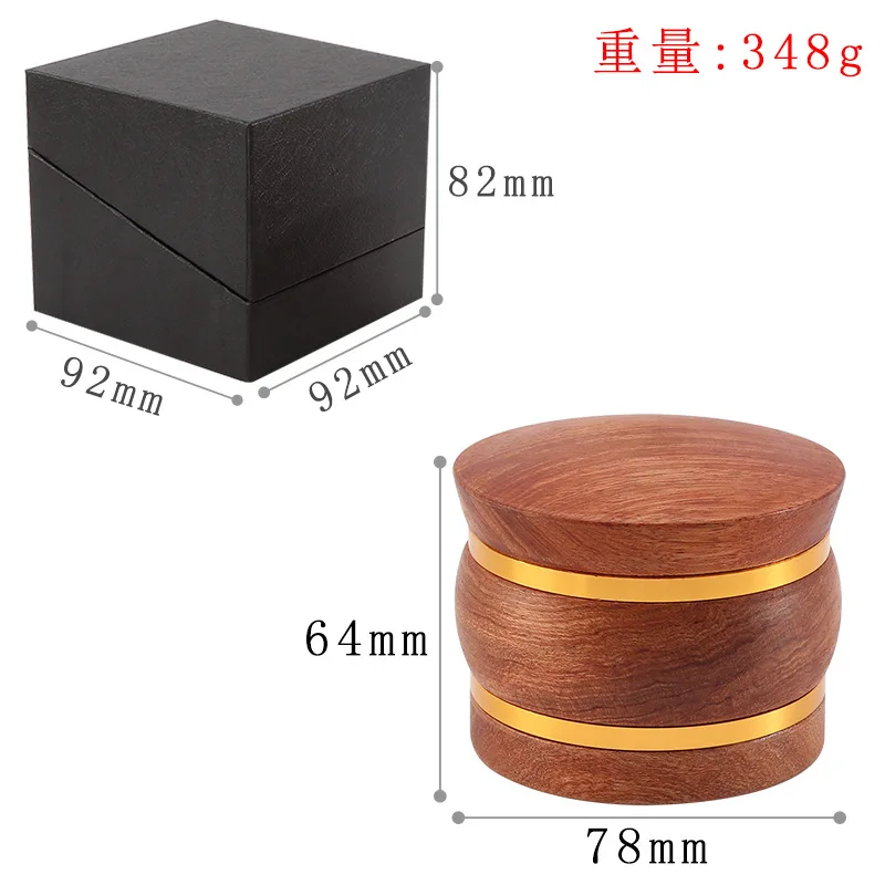 

78mm solid wood smoke grinder creative aluminum tooth Sapele wood tobacco grinder smoking accessories