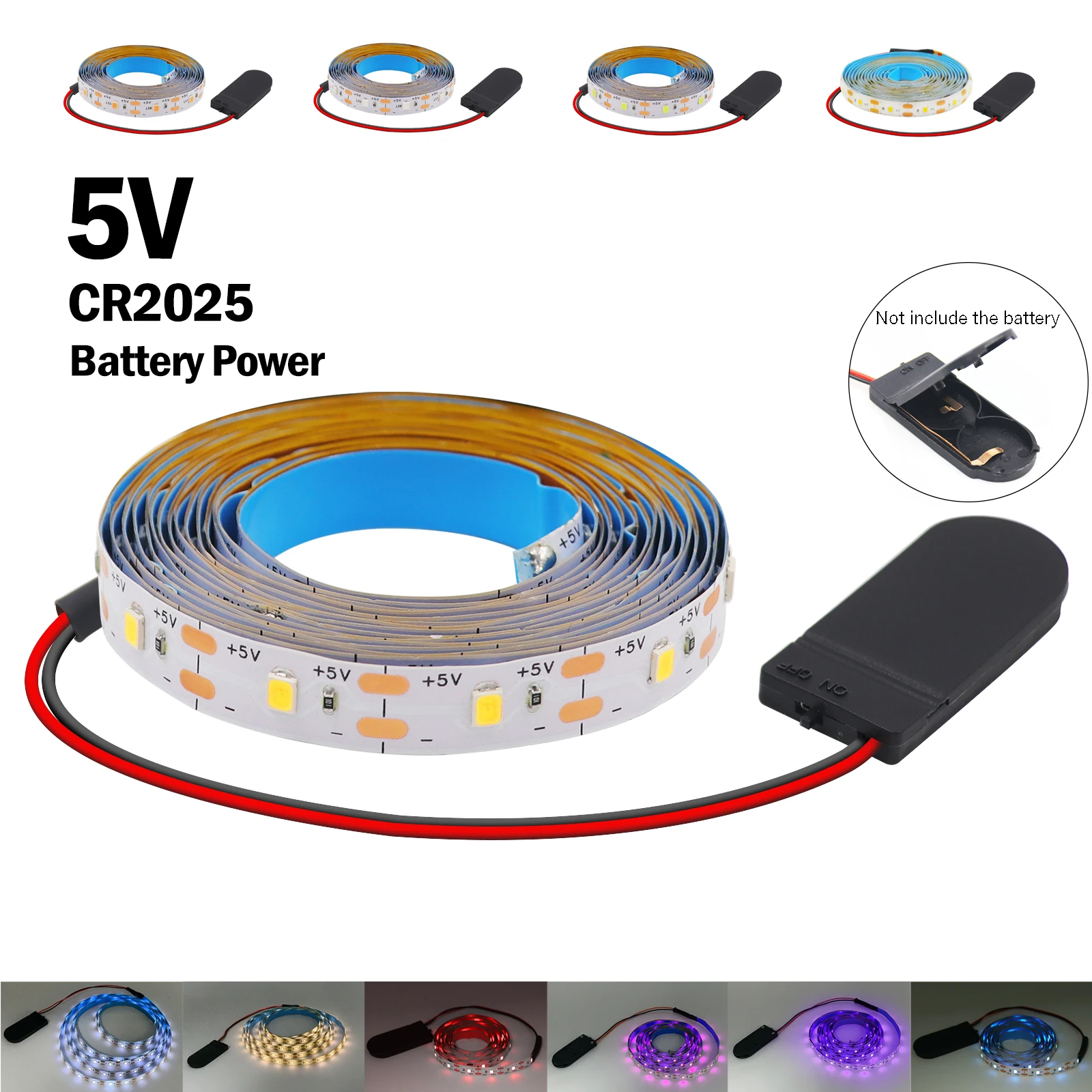 Button Battery Power Led Strip Light SMD2835 1M 2M Flexible Lighting Ribbon Tape White/Red/Blue/Green Strip Cabinet Backlight