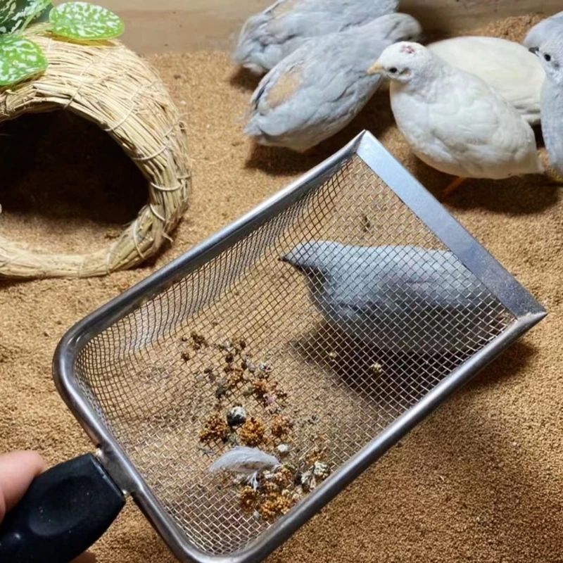 Sand Litter Scooper Mesh Reptiles Substrate Box Filtering Steel