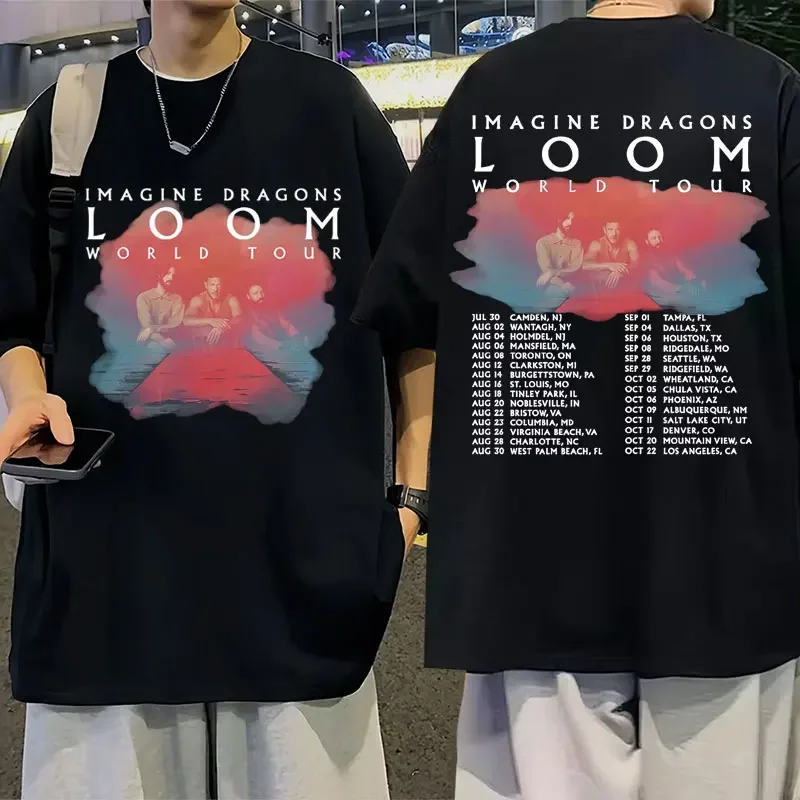 Imagine Dragons Band - Loom Tour 2024 New Album Tee Shirt Men's Women Fashion Hip Hop Style Short Sleeve T-shirt Tops Streetwear