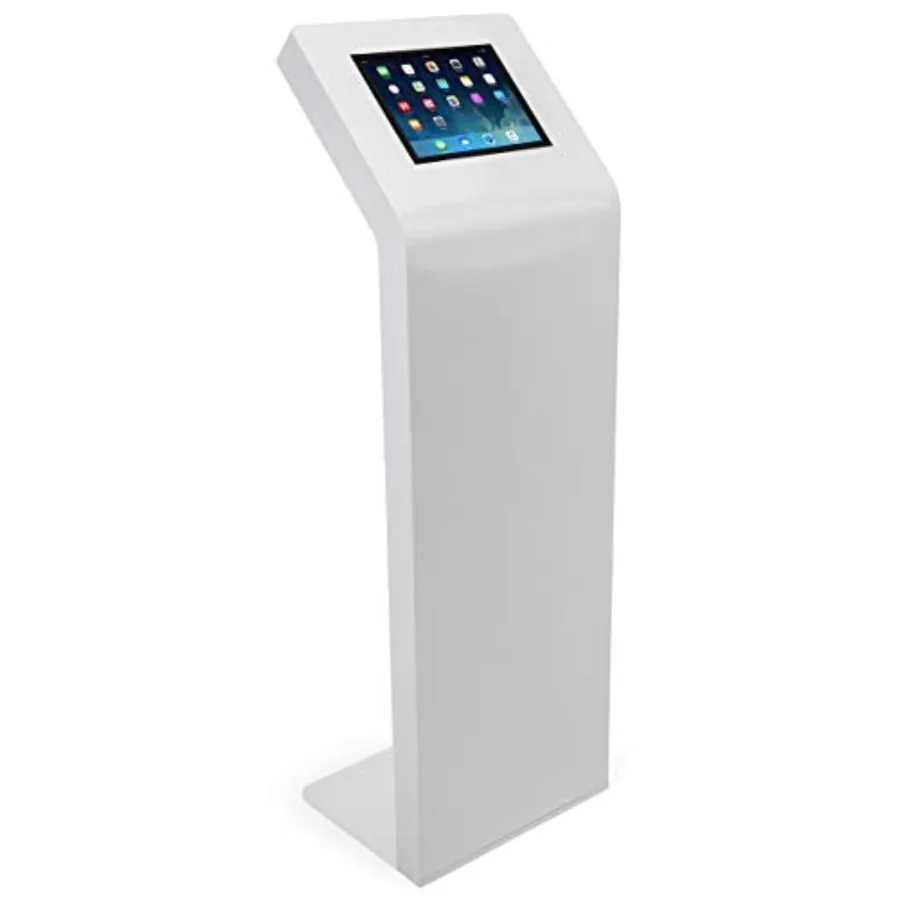 

12.9 Inch Tablet Kiosk Stand with Locking Enclosure in White for Retail and Hospitality Use Durable Aluminum Frame with Secure