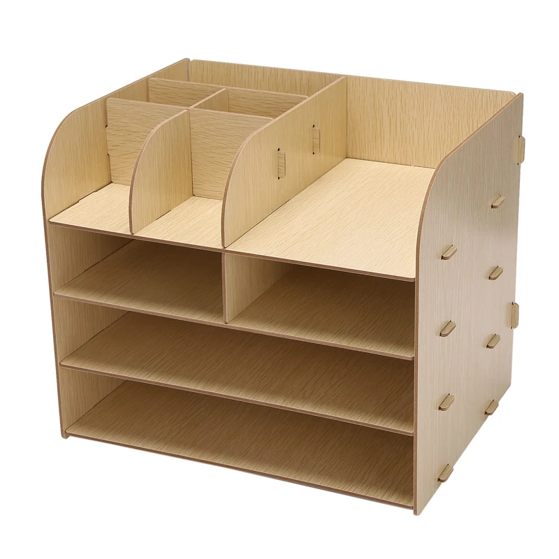 

1Pcs 4-Layers Wood Office Table Organizer Assembled Files Office Supplies Containers A4 Paper Storage Rack