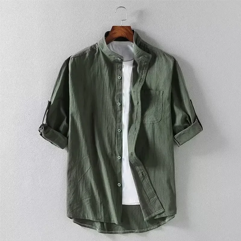 

Summer New Linen Short Sleeved Shirt For Men's Japan Korean Loose Casual Shirt Y2k Streetwear Casual Men Clothing