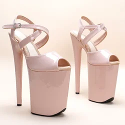 Leecabe 23CM/9 pollici Patent upper fashion trend piattaforma esotica Sexy sandali con tacco alto scarpe da Pole Dance