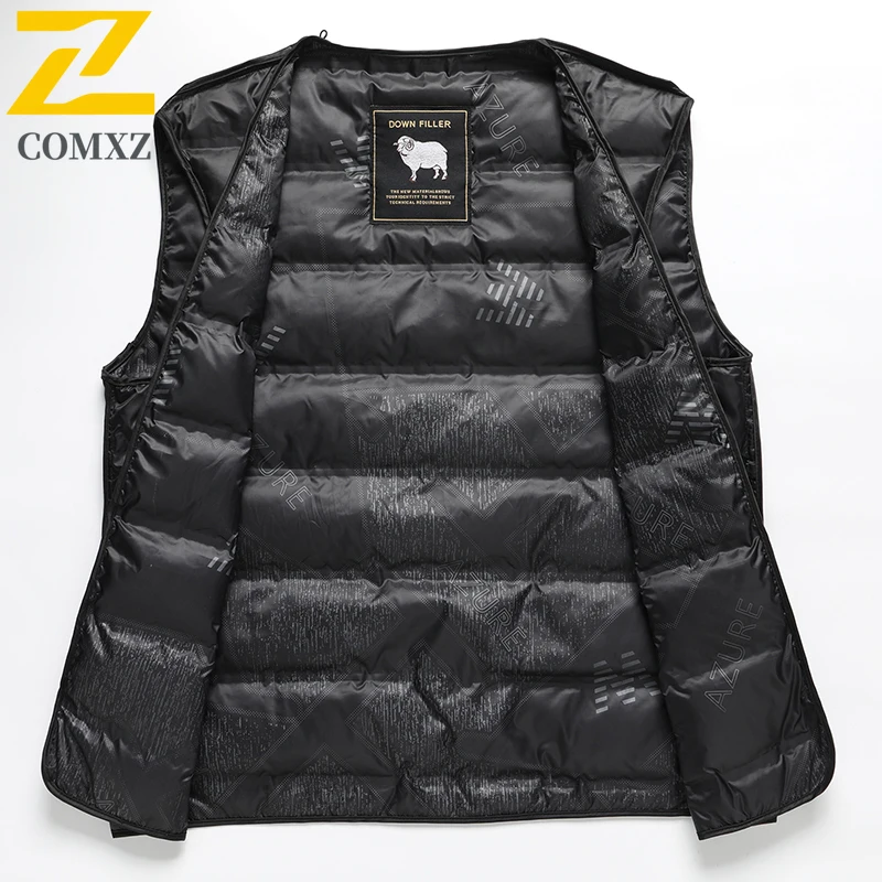 COMXZ Men Down Jacket Suit Collar Outdoor Work Comfortable Warm Puffer Coat Casual Travel Slim Lightweight Winter Wool Jackets