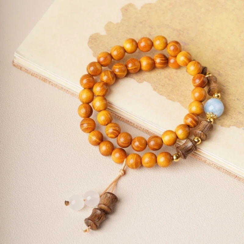 

Gold Sandalwood DIY Design Double Circle Bracelet for Men and Women, Vintage Decorative Jewelry