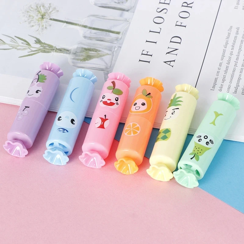 6pcs Creative Mini Cat Paw Ice Cream Highlighter Student Art Painting Graffiti Marker Pen School Gift Kawaii Stationery Supplies