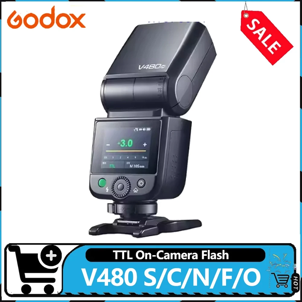 Godox Ving V480 TTL On-Camera Flash GN50 HD Touch Screen 2.4GHz Wireless Flash Light for Canon Nikon Sony Fuji Olympus