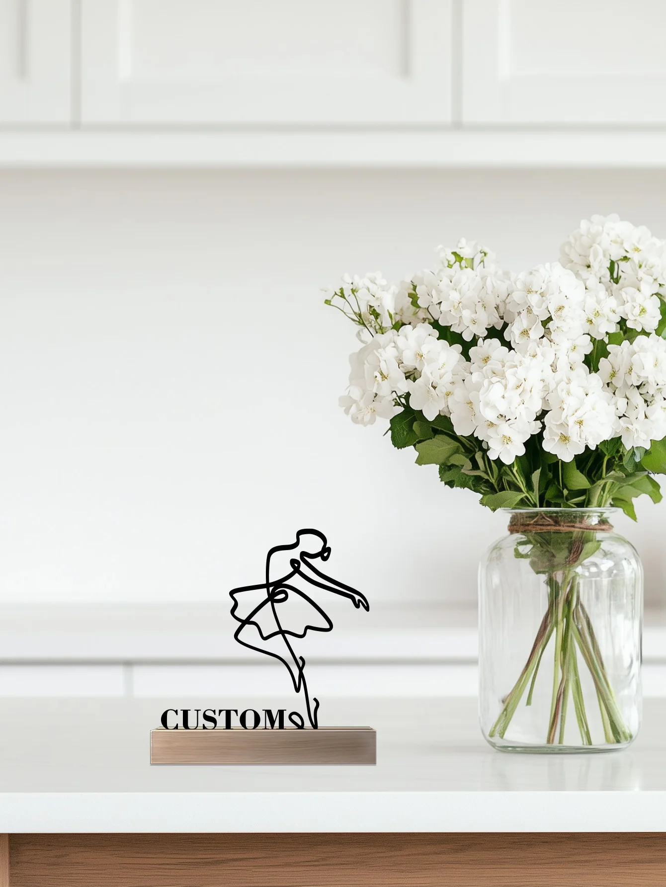 1 قطعة راقصة بسيطة مخصصة اسم تمثال حديدي مع قاعدة خشبية الحديد زخرفة القصدير النحت الفن الحرف مع قاعدة خشبية #6