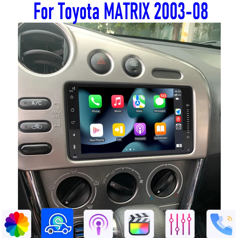 

GPS 7" For Toyota MATRIX 2003-2008 Carplay Android 13 Auto Car Stereo Radio Wireless Reversing Image Camera Navi 4-64GB WIFI BT
