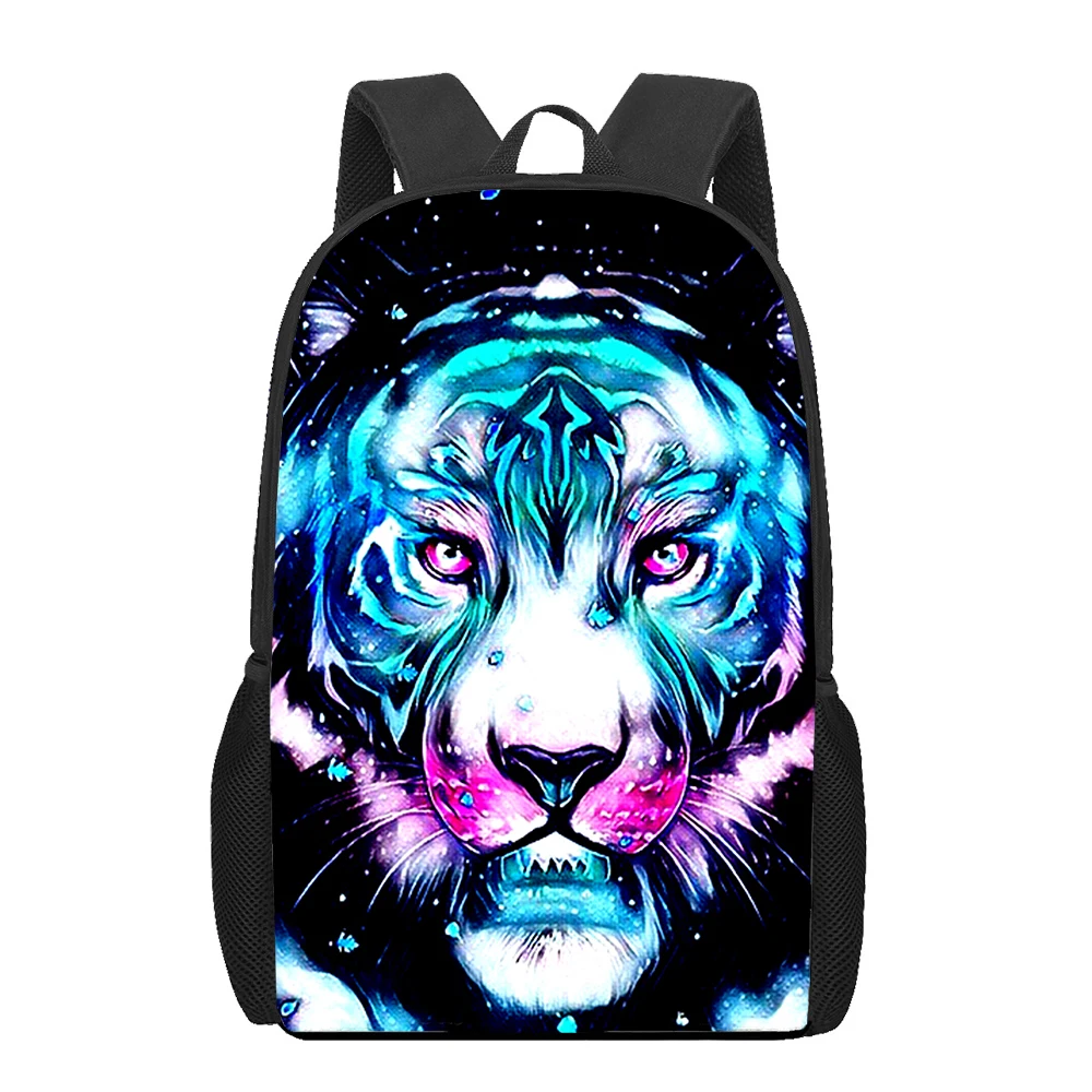 Fiercely Tiger Bags for Girls Boys Print Kids Backpacks Women Students Book Bag Children Shoulder Bag Wild Animals Pattern