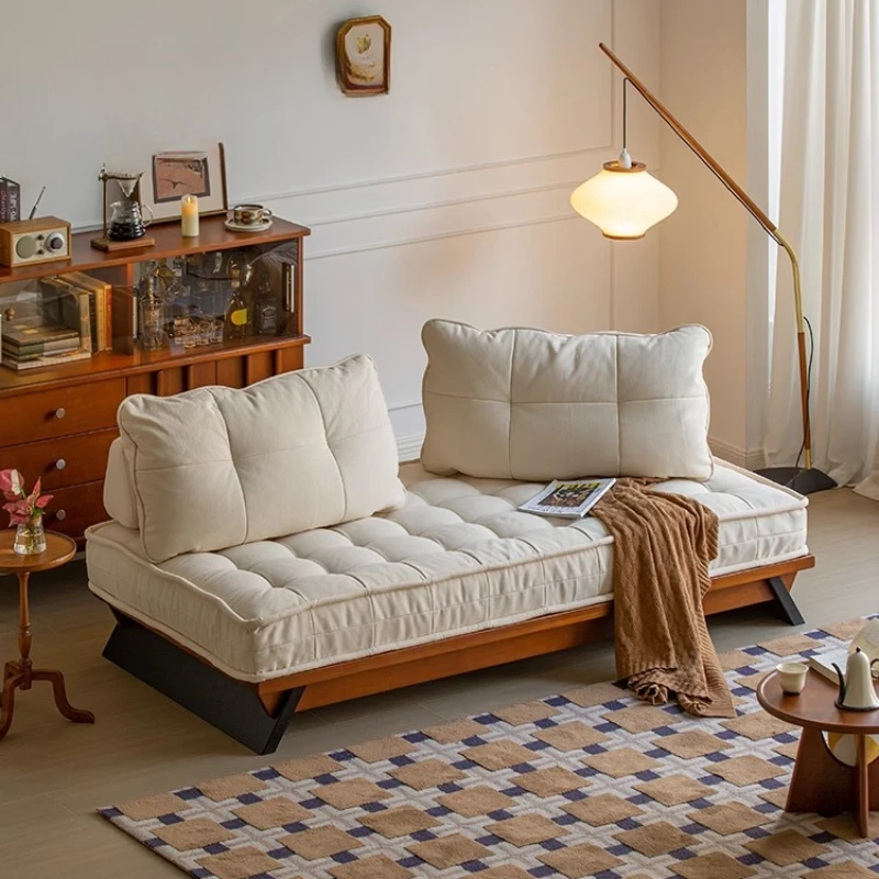 

Multi-stay medieval solid wood sofa bed Small apartment Ikuno double fabric art security room tatami Japanese-style floor sofa