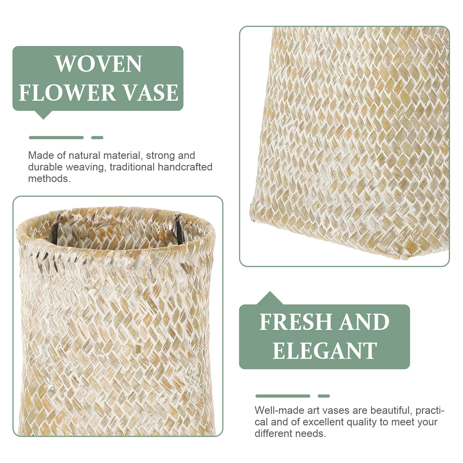 

Retro Basket Handmade Seagrass Woven Dried Flower Arrangement Natural Material Strong Thick Desktop Bedroom Decor Simple Elegant