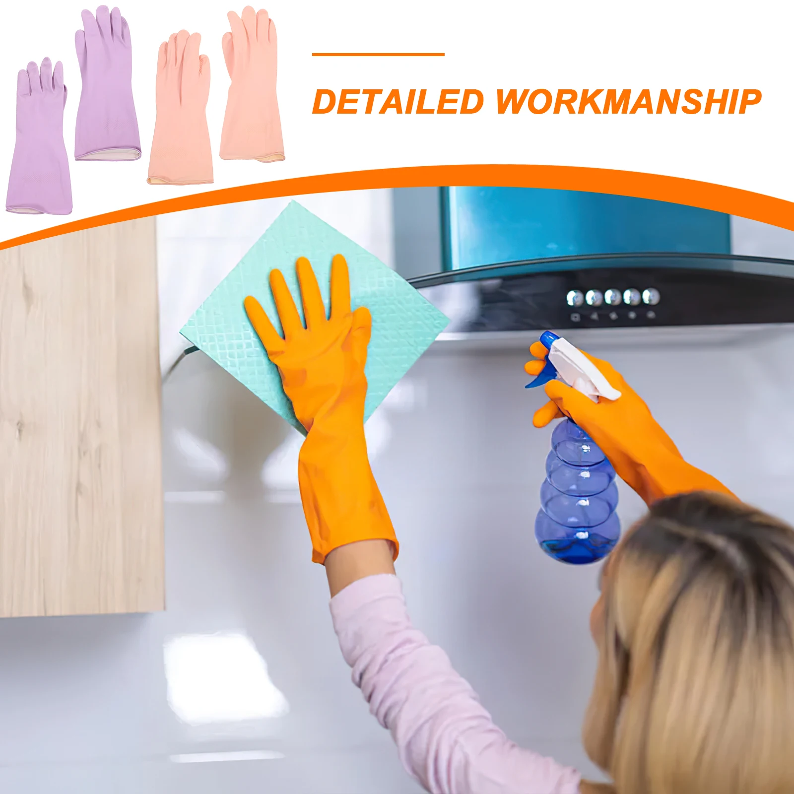 

2 Pairs Dish Washing Gloves Reusable Latex Cleaning Gloves Waterproof Durable For Kitchen Large Size Household Bowl Cleaning