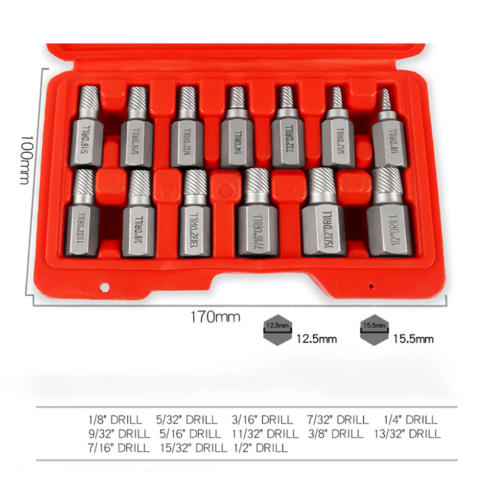 Description Picture 2 of item13 Pcs Screw Extractor Bolt Hex Extractor For Broken Rusted Bolts Screws Nuts High-selling Tool Accessories