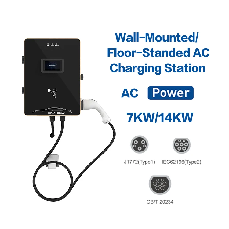 Type 2 Plug Factory European 7KW 14KW Wallbox IP54 Home AC EV Charger Leakage Protection EV Charging Station