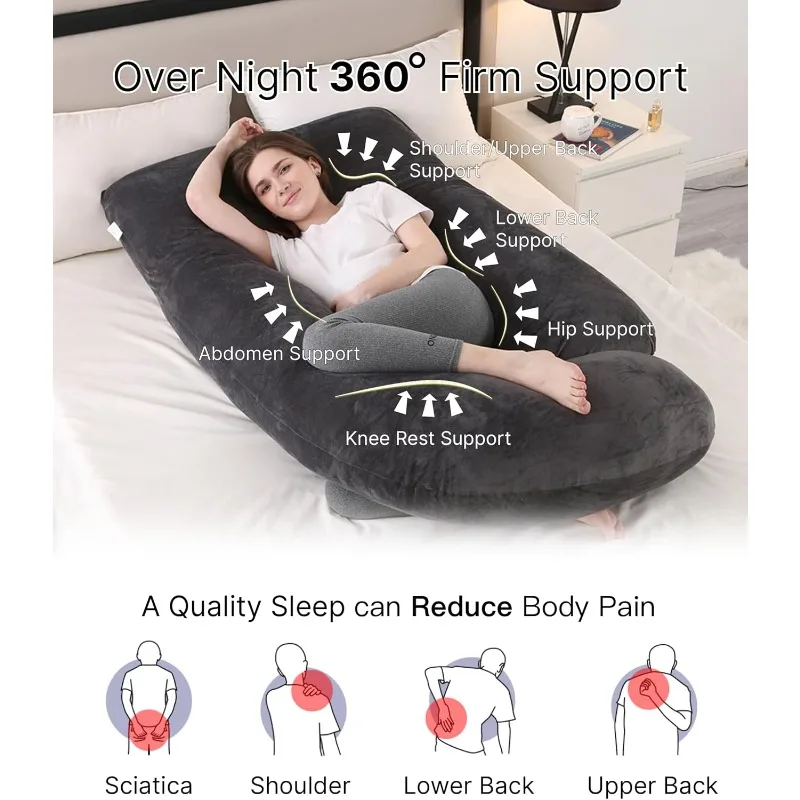 

Pregnancy Pillow, Full Body 57 Inch Maternity Pillow with Removable Washable Cover - Sleep Support for Legs, Back, Neck, Shoulde