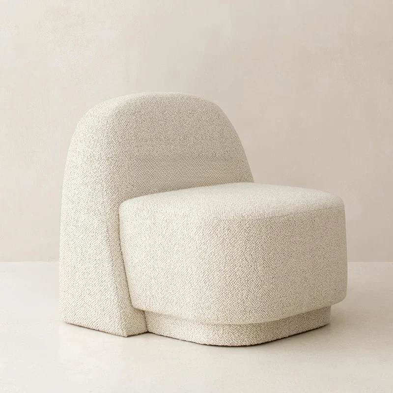 A  Nordic Simple Cream Style Single-Seat Sofa Chair Light Luxury and Simplicity Fabric Quiet Living Room Leisure